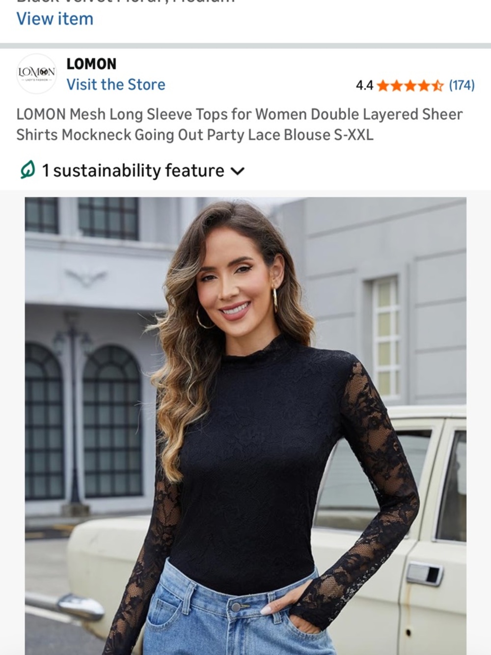 LOMON Black Lace Mockneck Long-Sleeve Bodysuit